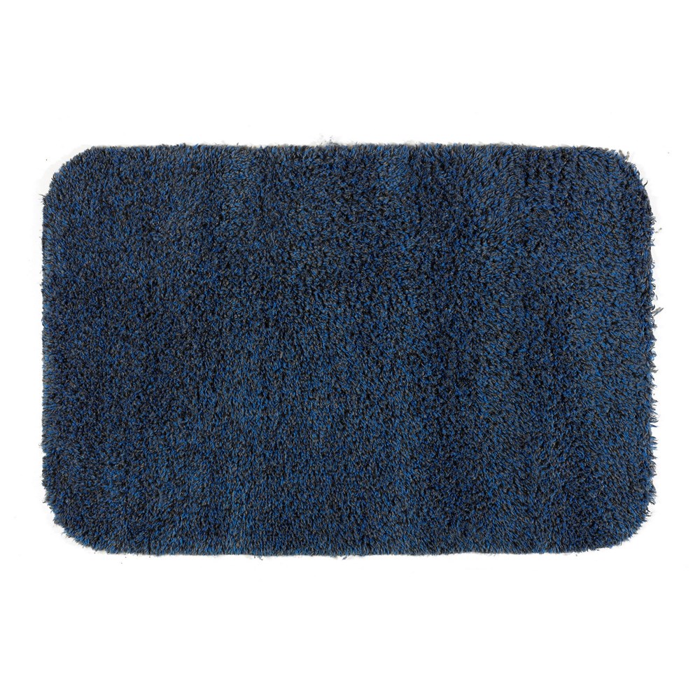 Latex Anti Slip Washable Plain Doormat in Blue